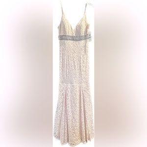 NWT Blush Prom Wedding Guest Formal Dress Juniors Size 9 Lace Rhinestone Mermaid